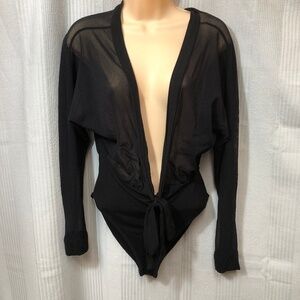 Boohoo Night Sheer Black Bodysuit size 6